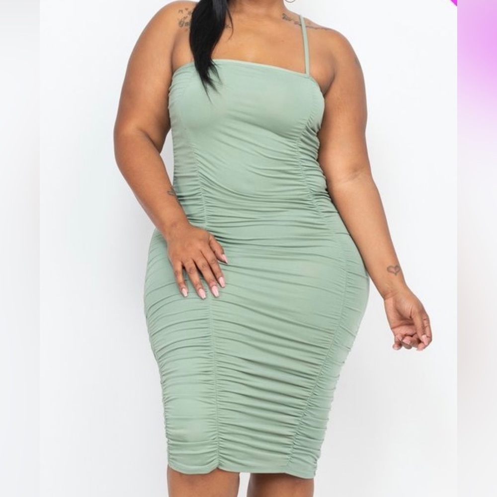 Plus Size Scrunch Dress Black/ Lavender/ Mint